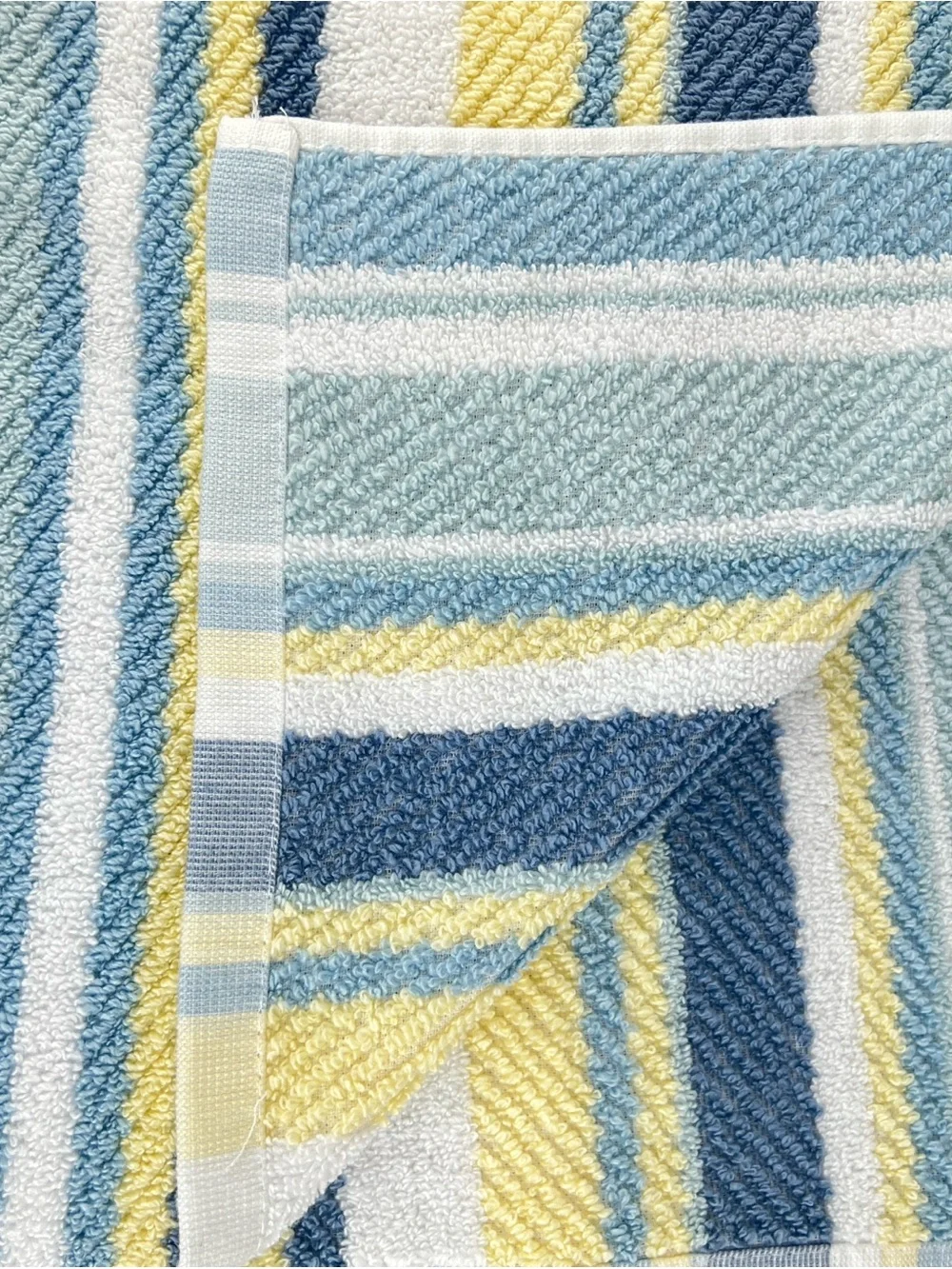 Tommy Bahama Bath Towels Ocean Bay Stripe Blue Yellow White Soft Cotton 2 Pc NEW